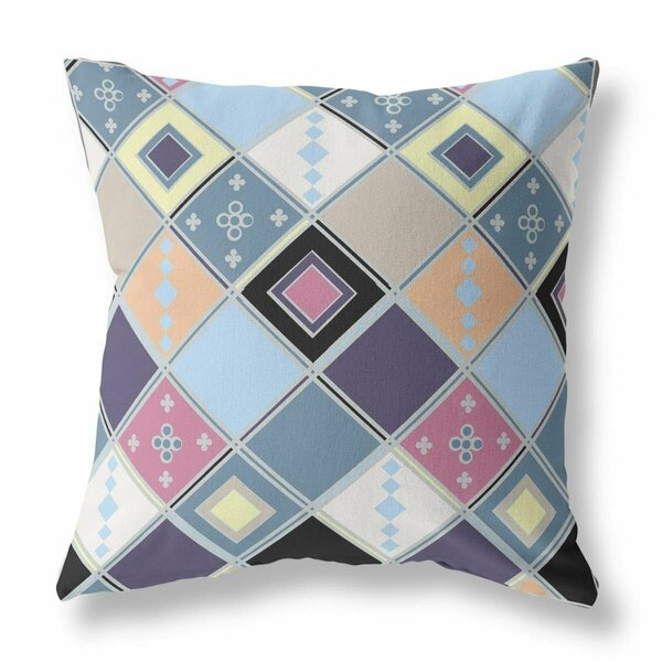 Palacedesigns 18 in. Tile Indoor & Outdoor Zippered Throw Pillow Blue & Purple PA3094224